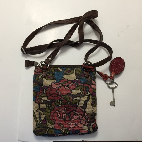 FOSSIL LEATHER AND CANVAS CROSSBODY - Picture 2 of 4